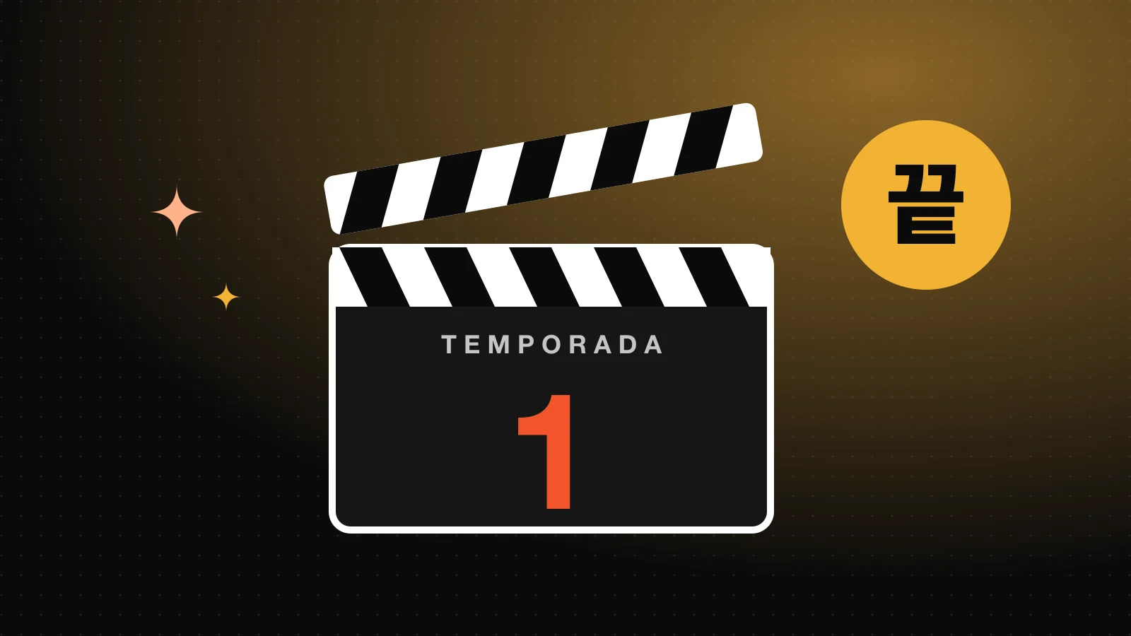 Claquete com o número 1 e a palavra coreana para fim